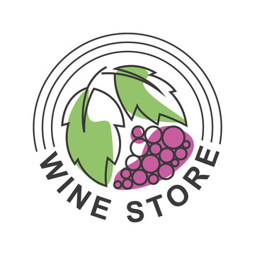 Wine store vector color logo, emblem isolated on white background