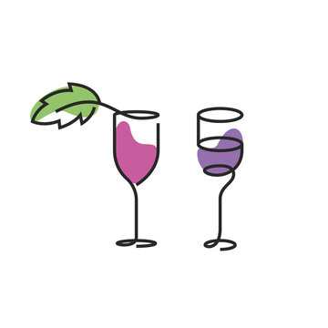The wineglass color icon. Goblet symbol. Flat Vector illustration
