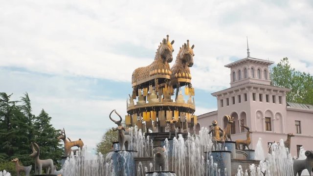 Colchis fountain in the center of David Agmashenebeli Square. Kutaisi, Georgia
