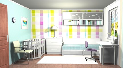 children's room 3D rendering design interior