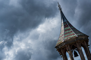 Bell tower with stormy sky
