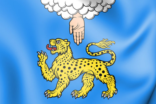 3D Flag of Pskov (Pskov oblast), Russia.
