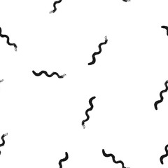 Repeated wavy lines. Monochrome seamless pattern. Drawn by hand. Black elements on a white background.