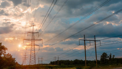 High Voltage Electric Transmission Tower Energy Pylon.