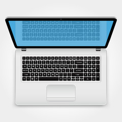 Laptop, Top View. Vector Illustration