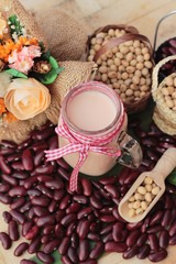 Soy bean milk mix red bean delicious