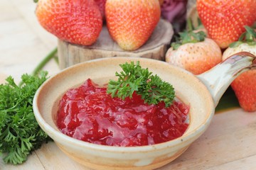strawberry jam is delicious with fresh strawberry