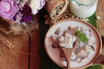 Millet and taro with coconut milk ,Thai dessert
