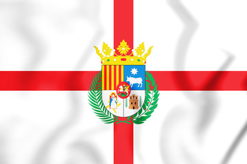 3D Flag of Teruel province (Aragon), Spain.