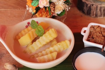 Sweet potato with coconut milk ,Thai dessert