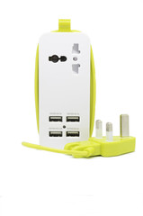 4 port usb charger and 3 pin plug connection ideal for traveller.