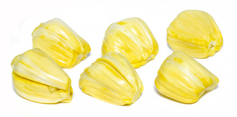 Ripe jackfruit on white background