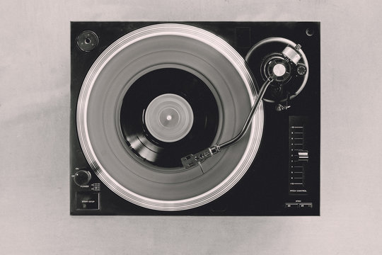 Turntable With Vinyl Disc View From Above