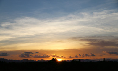 sunset and sky evening In tropical countries summer