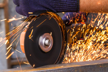 Grinder with sparks and metal 