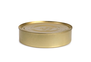 Tin can on a white