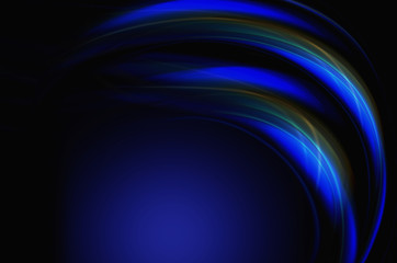 Abstract concave volume blue wave with blue light on black background
