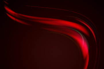 Abstract curved falling volume  red wave with red light on black background