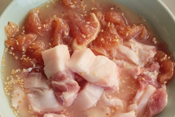 Pork grill on hot coals , Korean BBQ style.