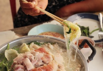 Pork grill on hot coals , Korean BBQ style.