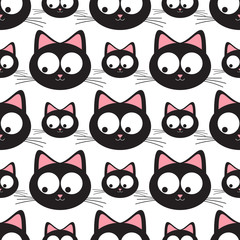 Funny cats seamless pattern