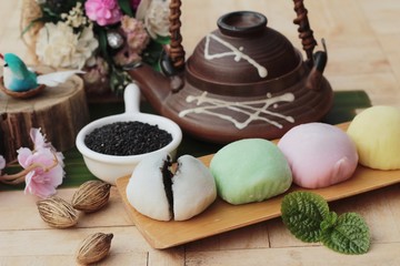 Daifuku Mochi Japanese dessert with black sesame
