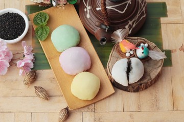 Daifuku Mochi Japanese dessert with black sesame