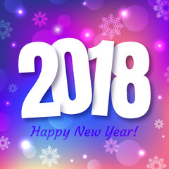 Happy New Year 2018 greeting card design