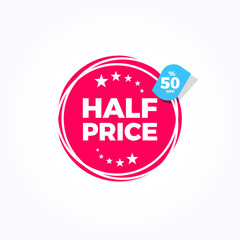 Half Price 50% Off Label