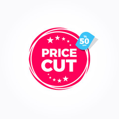 Price Cut 50% Off Label