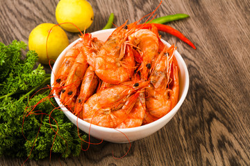 Boiled prawns