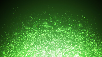 Dark Green sparkle rays lights with bokeh elegant abstract background. Dust sparks in explosion background. Vintage or retro.