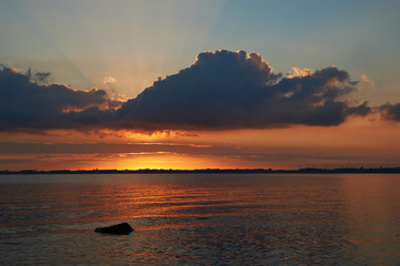 Naklejka premium Sunset at Knud beach in Denmark