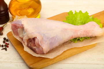 Raw turkey leg