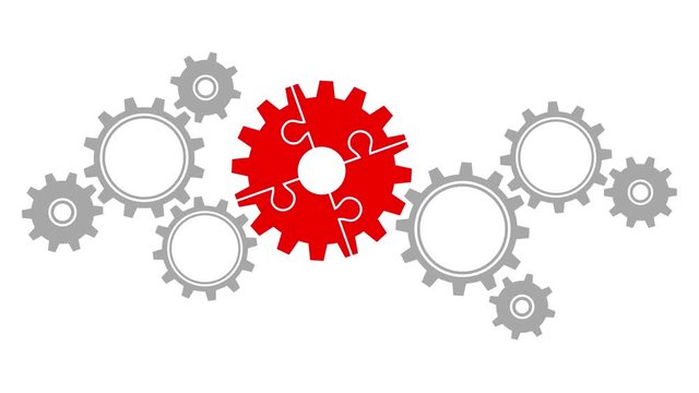 Video Gears Puzzle Put In Piece Turning Big/Small Grey/Red