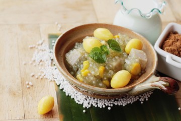 Sago dessert with coconut milk ,Thai dessert