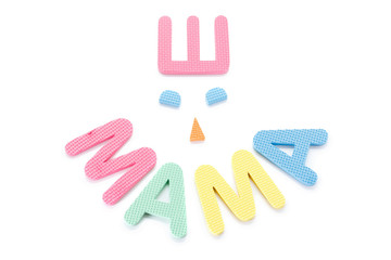 Inscription Mom from color letters concept