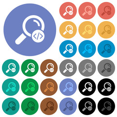 Search programming code round flat multi colored icons