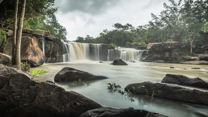 Tad-tond Waterfall in the national park ,Thailand on rainy season