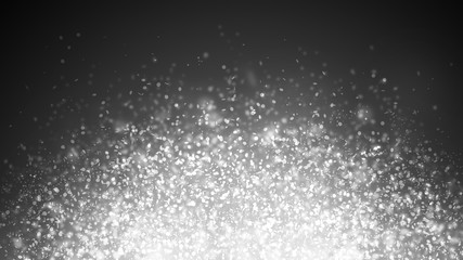 Black and White sparkle rays lights with bokeh elegant abstract background. Dust sparks in explosion background. Vintage or retro.