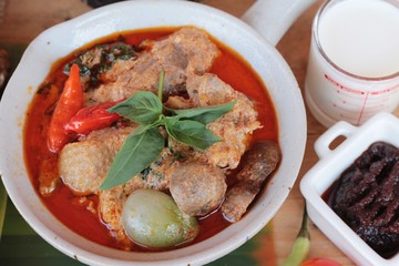 Red curry with roast duck is delicious