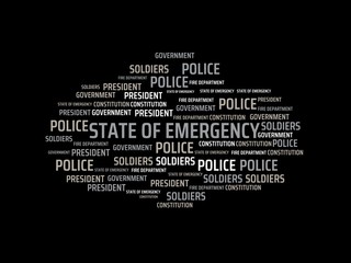 STATE OF EMERGENCY - image with words associated with the topic STATE OF EMERGENCY, word, image, illustration