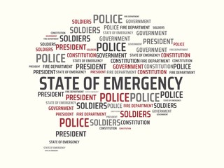 Obraz premium STATE OF EMERGENCY - image with words associated with the topic STATE OF EMERGENCY, word, image, illustration