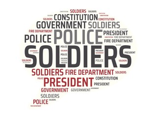 SOLDIERS - image with words associated with the topic STATE OF EMERGENCY, word, image, illustration