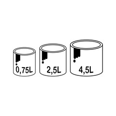 icons paint cans of various sizes in liters