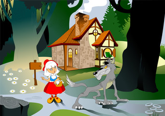 Little girl and wolf