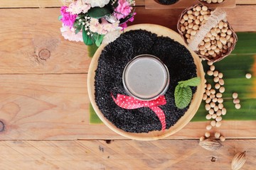 Soy bean milk mix black sesame delicious
