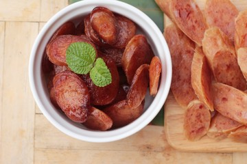 Chinese sausage (Gun-chiang) and fried sausage tasty