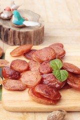 Chinese sausage (Gun-chiang) and fried sausage tasty