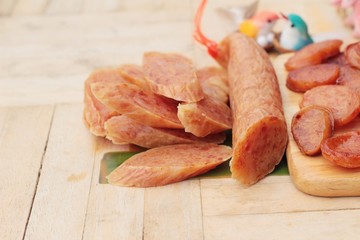 Chinese sausage (Gun-chiang) and fried sausage tasty